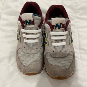 New Balance Kids Gray and Burgundy Sneakers